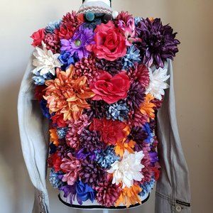 Faux Flowers Denim Jacket
